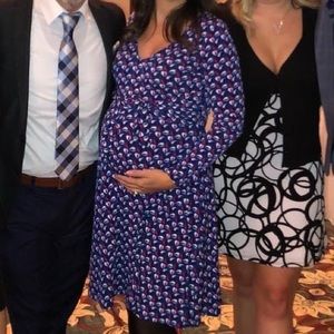 Beautiful blue patterned motherhood maternity dress